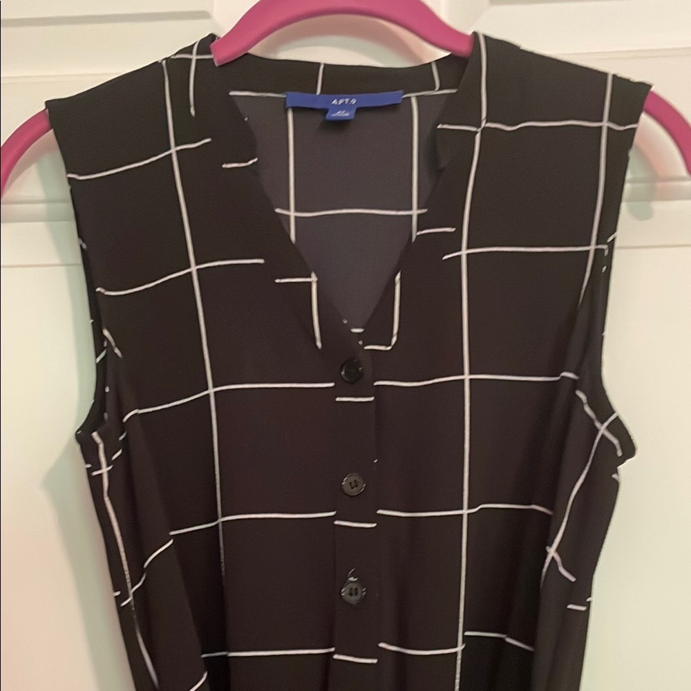 Apt. 9 Black and White Grid Jumpsuit